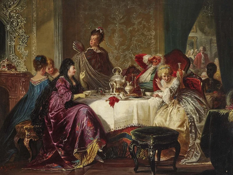 1857-Max Gaisser - Münchhausen, raccontando i suoi aneddoti alle signore